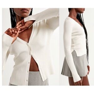 Abercrombie & Fitch Soft Slim Cardigan Size Medium Preppy Ribbed Y2k 90s